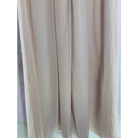 AZAZIE Women's Beige Double V-Neck Sleeveless Mesh Maxi A-Line Dress SZ 12 - Picture 7 of 12